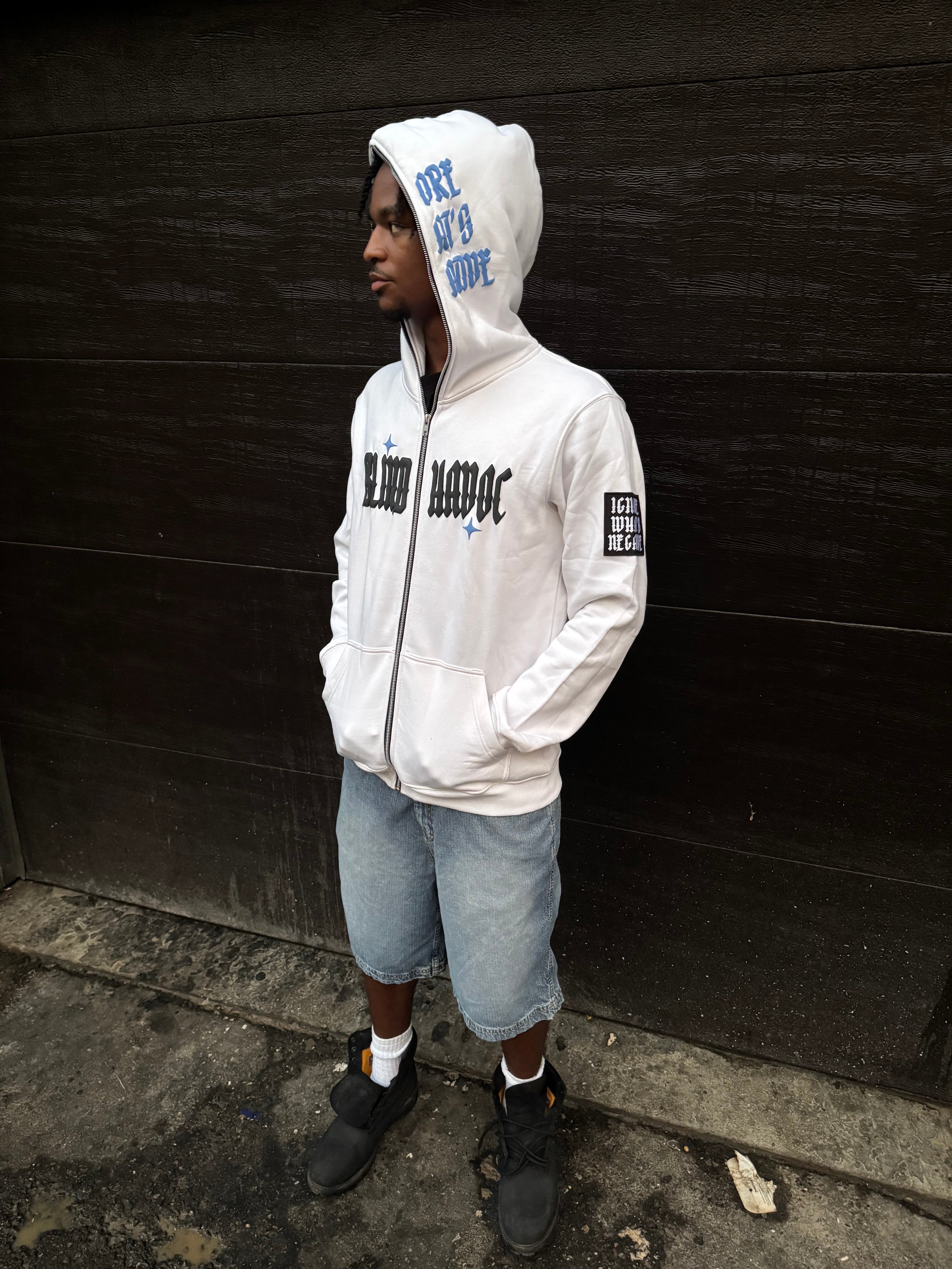 Limited Edition 'Ignore What's Negative Patch' Full Zip [White & Blue]