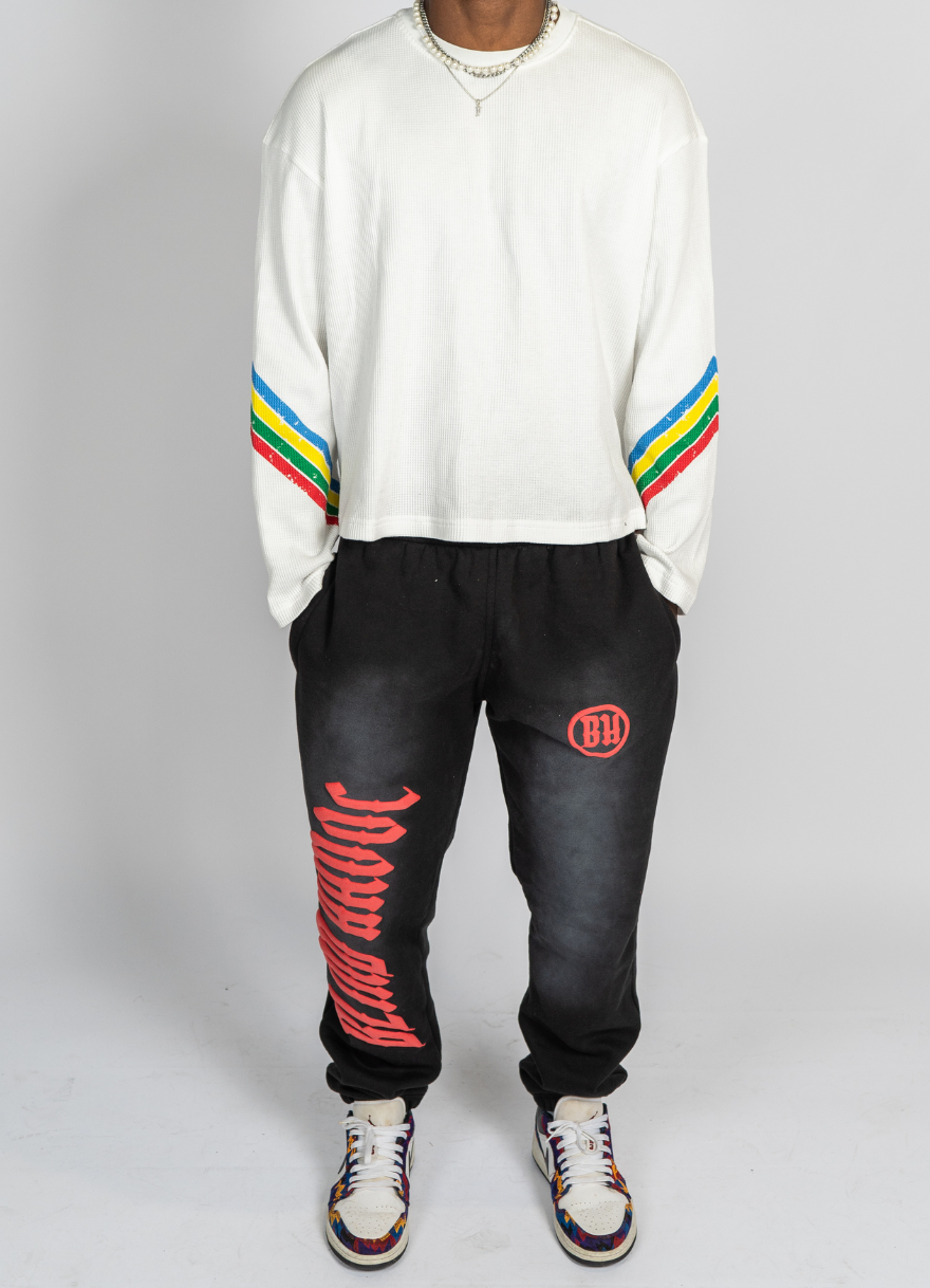 Sun Faded Sweats [Black & Red]