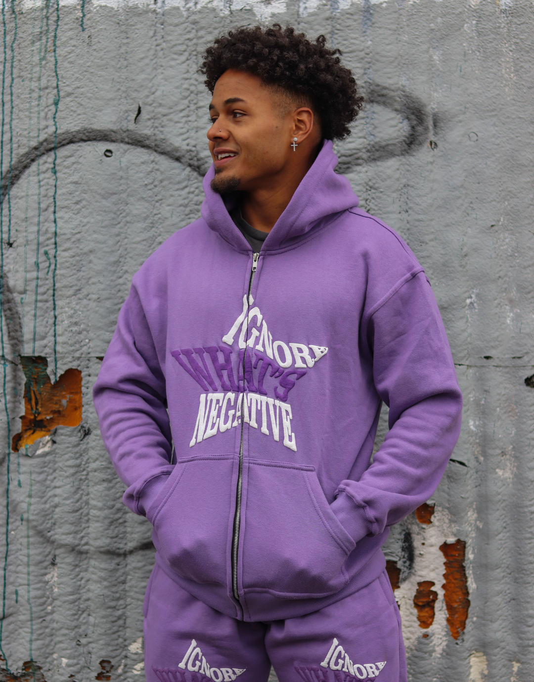 'Ignore Whats Negative' Star Zip up [Lavender]