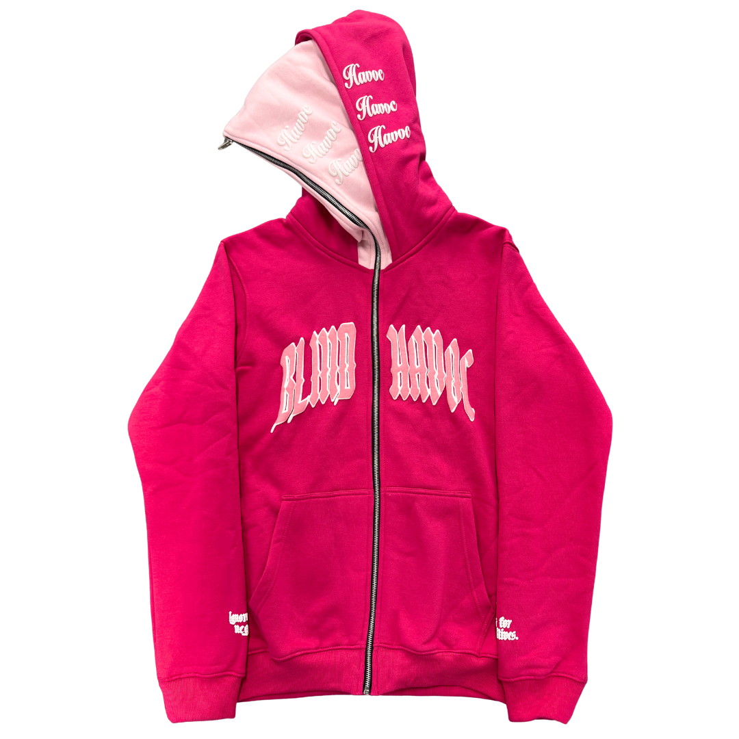 Limited Edition Double Hooded Full Zip [Pink]