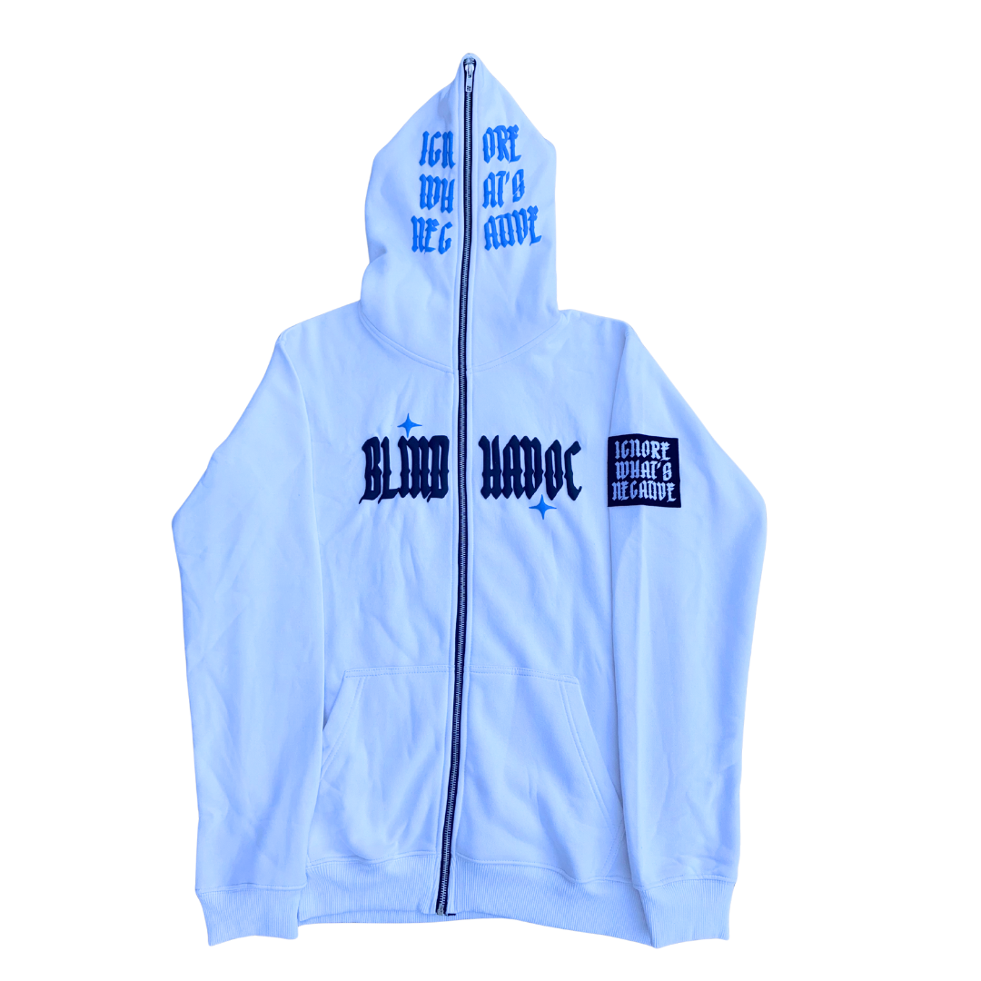 Limited Edition 'Ignore What's Negative Patch' Full Zip [White & Blue]