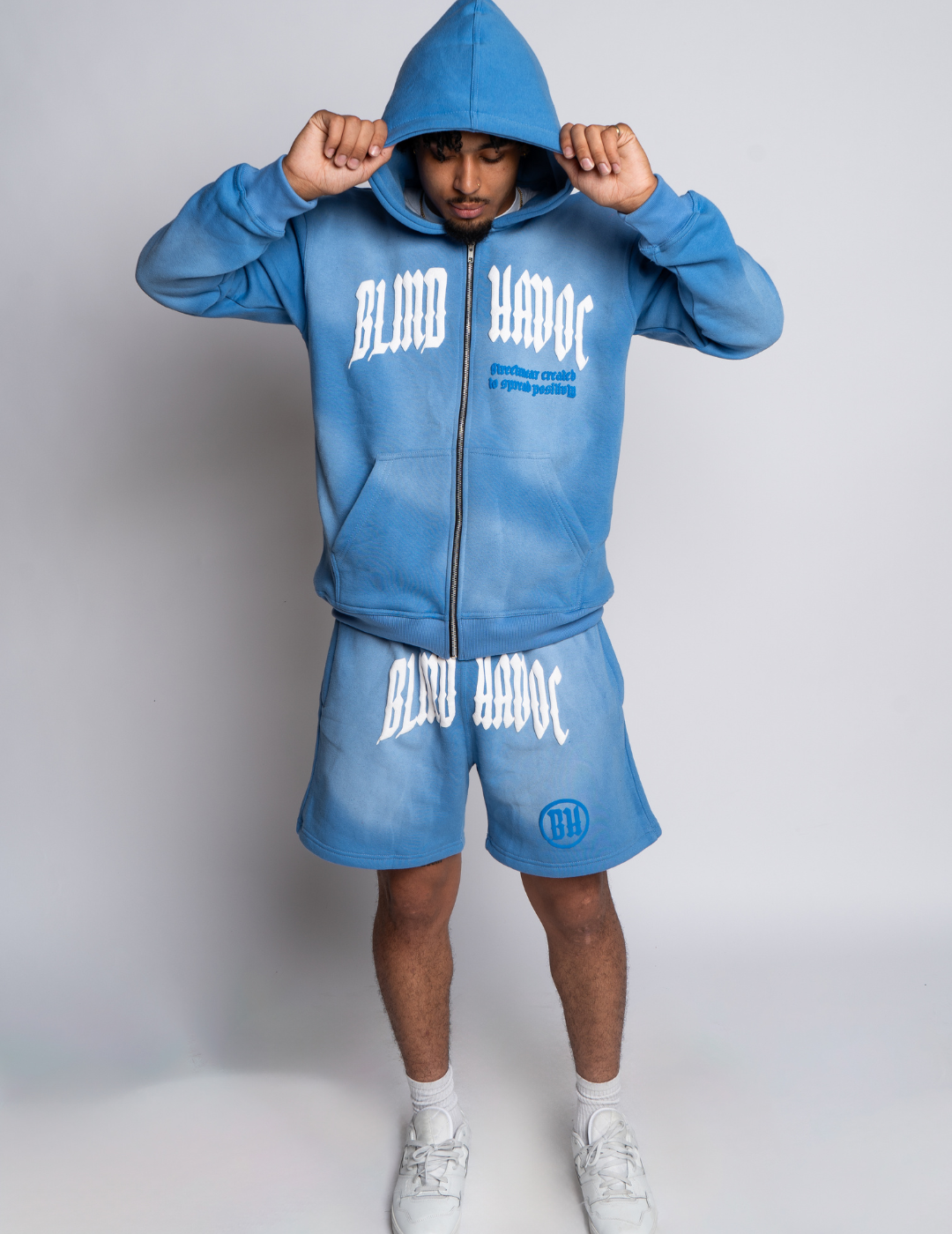 Sun Faded Cotton Shorts [Blue]