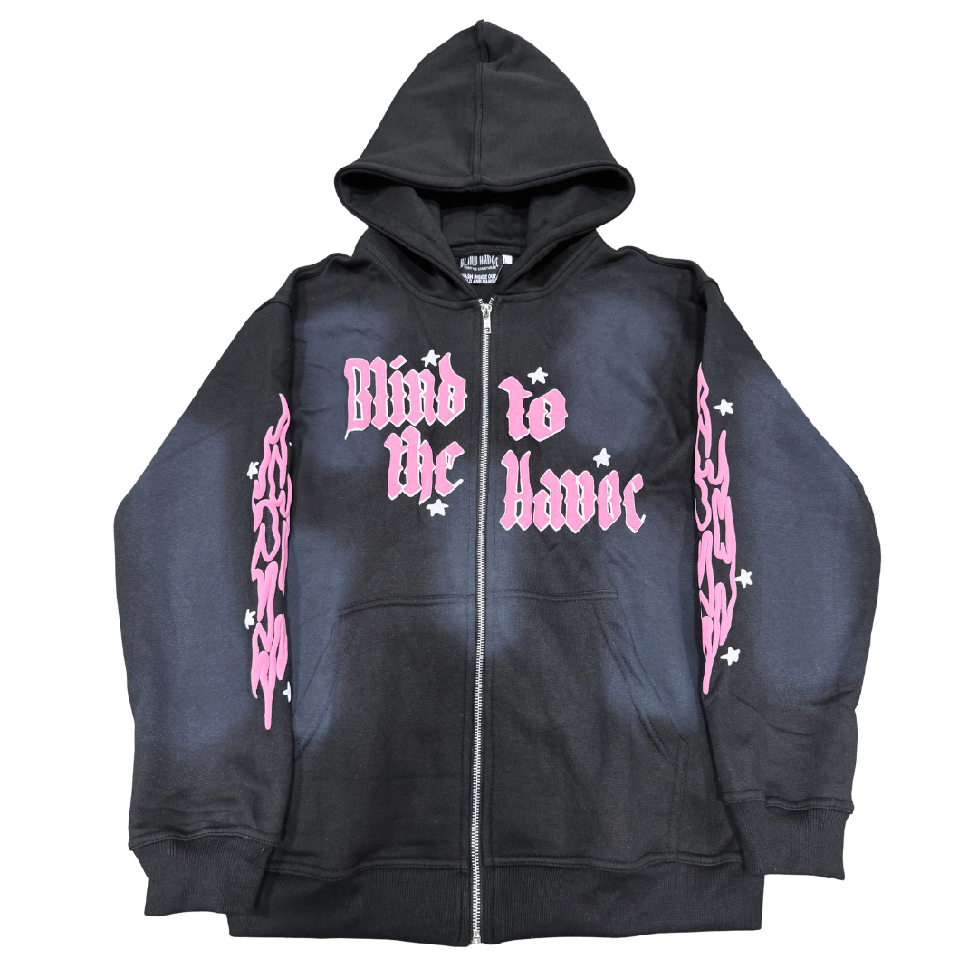 'Blind to the Havoc' Zip [Black & Pink]