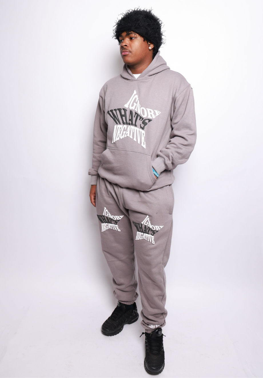 'Ignore Whats Negative' Star Hoodie [Grey]