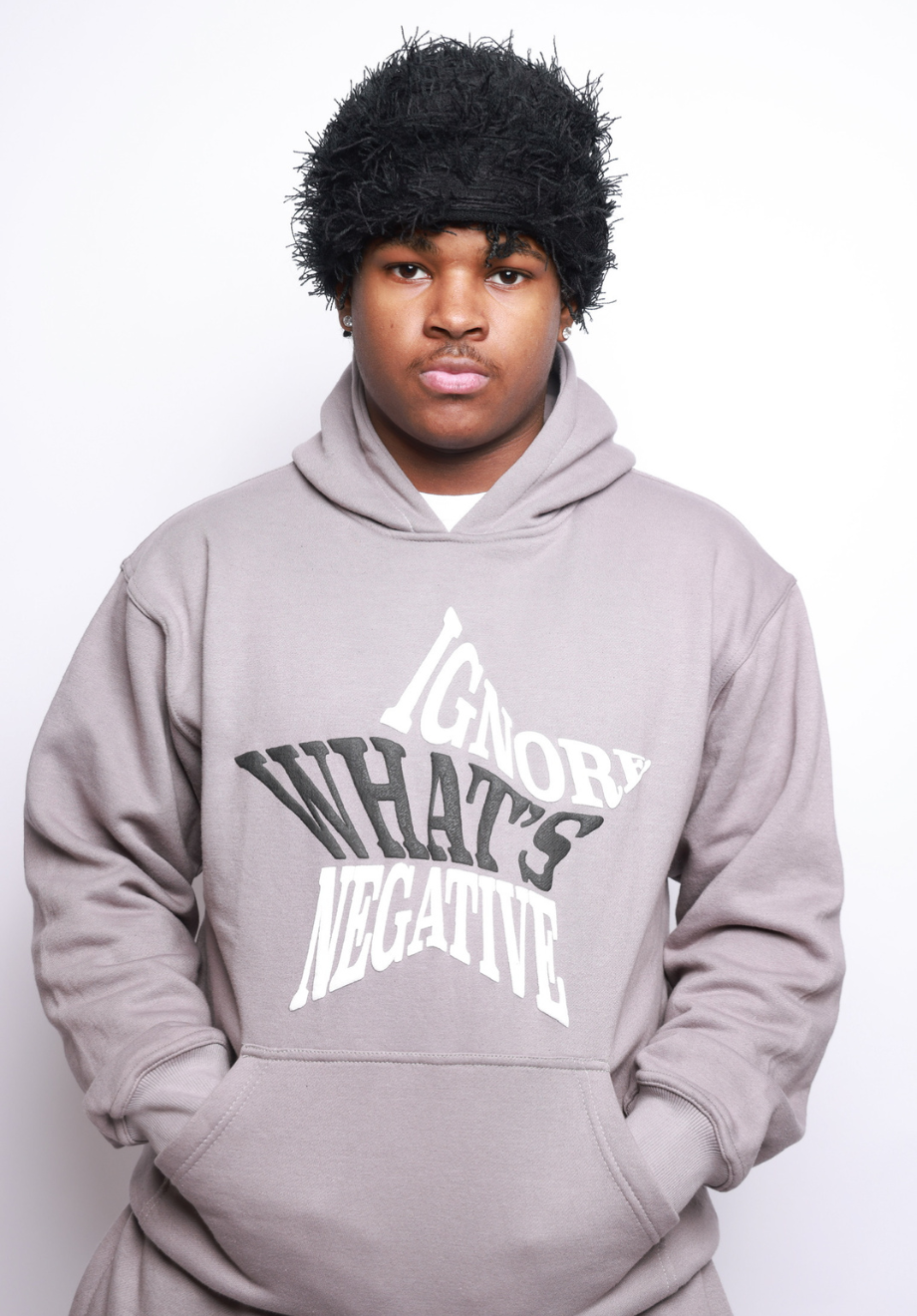 'Ignore Whats Negative' Star Hoodie [Grey]