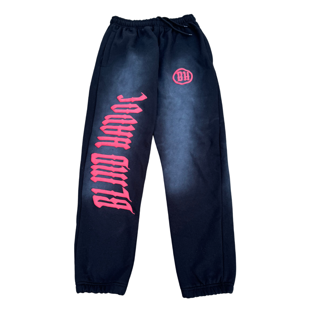 Sun Faded Sweats [Black & Red]